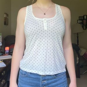Blue polka dotted tank top